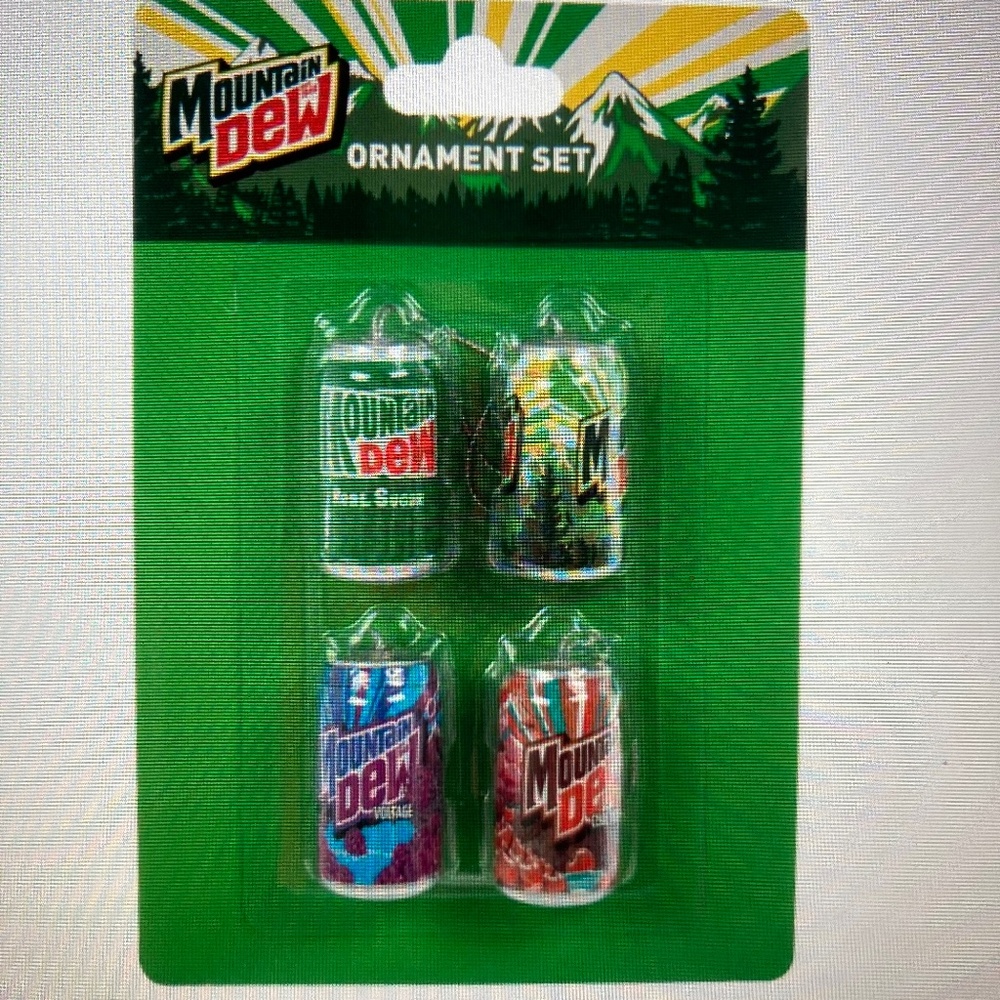 Mini Mountain Dew Christmas Ornament Set Of 4